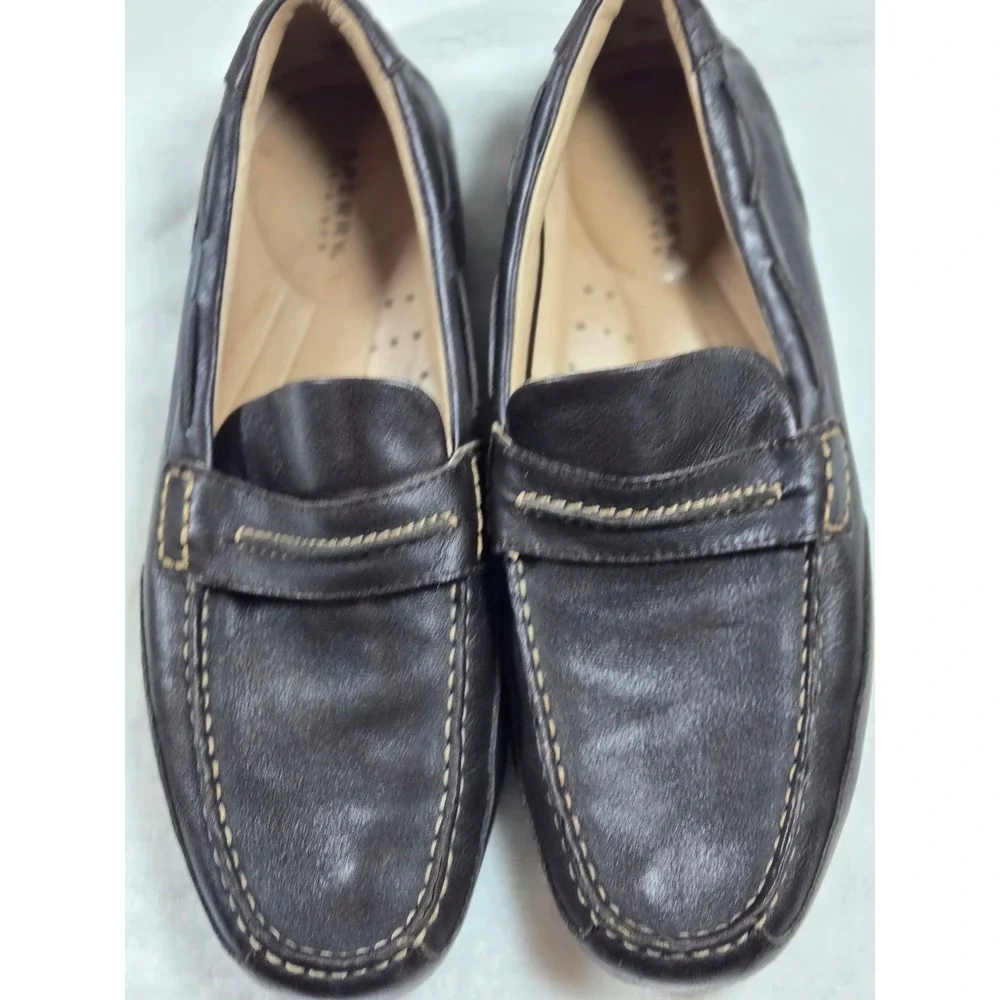 Sperry Top-Sider Mens Dark Brown Leather Loafers Moc Toe Shoes‎ Boat shoe 10.5